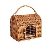Boîte de transport pour noms de barbe | Avec poignée de transport et maison de couchage - Cage à oiseaux en rotin lavable toutes saisons pour lézards, geckos, araignées, tortues, serpents, lapins