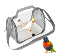 Boîte de transport pour oiseaux avec bâton en bois, sac à dos léger pliable pour oiseaux, avec perroquet, perruche, petits animaux, pour voyage, randonnée, camping (26 x 19 x 19,5 cm)