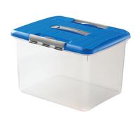 Curver 169056 Optima Box 30 L Transparent + Couvercle Bleu