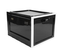 Boîte de verrouillage de réfrigérateur, armoire de stockage des aliments transparente verrouillable en plastique, serrure à combinaison, organisateur de collations pour (Cadre noir et blanc)