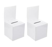 Boîte de vote avec fente, 2PCS 6x6x6 Suggestion ＆ Boîte de dons, billet tombola en carton blanc avec en-tête amovible, bulletin vote pour la collecte fonds, collection carte, don conco