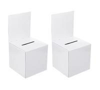 Boîte de vote avec fente, 2PCS 6x6x6 Suggestion & Boîte de dons, boîte de ticket de tombola en carton blanc avec en-tête amovible, urne
