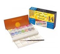 Boîte de voyage l'Aquarelle Sennelier extra-fine 14 demi-godets + 1 pinceau