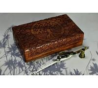 Boîte décorative en bois, boîte à bijoux, boîte à trésors, boîte à mémoire, boîte à cartes, boîte à thé, boîte à bijoux décorative (arbre de vie 25,4 x 15,2 cm)