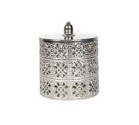 AltoBuy Boîte décorative en Fer argenté avec Couvercle Style marocain (H14,8 cm)
