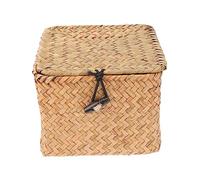 Boîte Décorative en Paille Carrée avec Couvercle, Orange, Rangement Maison | Finition Soignée, Style Littéraire, pour Maison et Boutique, Garde L’espace Net, Format Compact