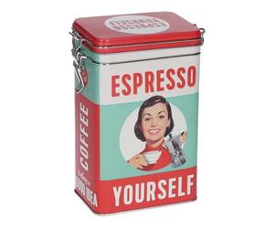 Boîte décorative métallique à clip ESPRESSO - 7,5 x 11 x 17,5 cm