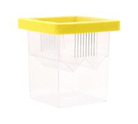 Boîte d'élevage flottante pour poissons avec fonction de séparation, jaune | Bac en verre acrylique transparent avec fixation à ventouse, cloison de séparation, entonnoir amovible
