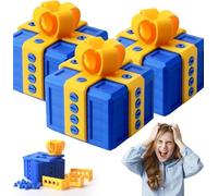 Boîte d'emballage cadeau 3 pièces avec vis, puzzle de farces imprimé en 3D et jouet éducatif, décoration de bureau amusante et engageante de Noël/poisson d'avril et ran Blue & Yellow 6×7cm（2.4"×2.8"）