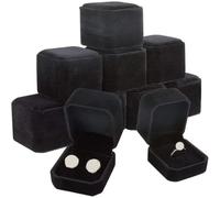 BoîTe d'Emballage pour Bijoux Boîte à bagues en velours, 10 pièces, 2x2x1,6 pouces, noir