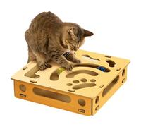 Boîte d'Enrichissement avec Griffoir et Puzzle pour Les Chats,Jouet Interactif D'Enrichissement avec 4 Balles À Clochettes | Puzzle À Gratter pour Félins,pour Chiot Lapin Jeu À La Maison en Intérieur