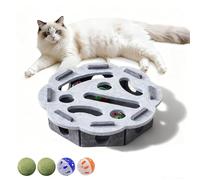 Boîte d'enrichissement de lime à ongles pour chat avec boules cloches, boîte d'enrichissement pour chats : lime à ongles sans stress alternative aux tondeuses et broyeurs (fleur, gris, fini)