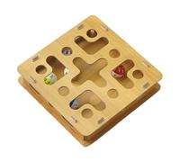 Boîte d'enrichissement de limes pour chats - Bois, 28 x 28 x 7 cm, puzzle à gratter pour chat, protection des meubles | Planche d'entraînement interactive de jouet de cloche, jouet de grattoir de chat