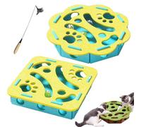 Boîte d'enrichissement de puzzle à griffer pour chat avec clochette, labyrinthe en feutre mental pour stimuler les instincts d'énergie du chat, jouet puzzle interactif pour chats d'intérieur (mélange