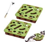 Boîte d'enrichissement pour chat avec clochette, labyrinthe en feutre mental pour stimuler les instincts d'énergie du chat, jouet puzzle interactif pour chats d'intérieur (mélange A)