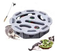 Boîte d'enrichissement pour chat avec clochette, labyrinthe en feutre mental pour stimuler les instincts d'énergie du chat, jouet puzzle interactif pour chats d'intérieur (rond gris)