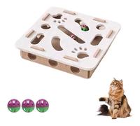 Boîte d'enrichissement pour chat - Boîte d'enrichissement pour lime à ongles pour chat - Grattoir à ongles avec cloche pour chats d'intérieur - Labyrinthe en feutre mental (blanc, carré)