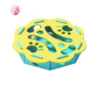 Boîte d'enrichissement pour chat - Lime à ongles pour chat avec 3 boules cloches, labyrinthe interactif en feutre pour chat - Pour exercices d'enrichissement d'intérieur (cercle vert, 1 balle)