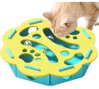 Boîte d'enrichissement pour chat - Lime à ongles pour chat avec 3 boules clochettes, labyrinthe interactif en feutre pour chaton, pour entraînement à griffer les chatons, exercices d'enrichissement