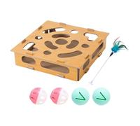 Boîte d'enrichissement pour chat - Maze Box d'enrichissement d'intérieur pour chaton, jouet puzzle interactif pour chat, boîte à gratter en bois, papier abrasif | Pour l'ennui du salon, la chambre
