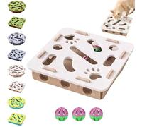 Boîte d'enrichissement pour chats - Lime à ongles pour chats - Boîte d'enrichissement pour chats - Avec cloche - Pour chats d'intérieur et de chasse - Labyrinthe en feutre mental - Blanc B