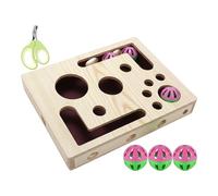 Boîte d'Enrichissement pour Le Limage des Griffes des Chats,Labyrinthe Broyeur Griffes Bois - Caisse Enrichissement Lime avec Clochette,pour d'Intérieur Soin Canapé Meuble Tapis