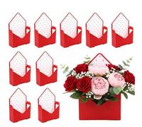 Boîte d'enveloppe de bouquet - Blanc/rose, 10 pièces de fournitures d'emballage, boîte d'enveloppe de en papier imperméable pliable, 12 x 4 x 4 pouces, languettes adhésives prédécoupées |