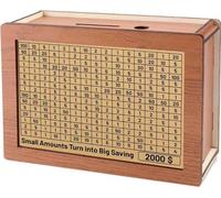 Boîte d'épargne rétro en bois, tirelire adulte avec marqueur et feuilles d'objectifs, tirelire pour argent Sparchallenge - COINSAVE