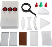 Boîte d'expérimentation d'exploration optique miniature Ensemble optique physique Boîte Prisme Lentille convexe Lentille concave Prisme triangulaire Lentille convexe Optique Lentille