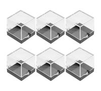 Boîte D'exposition Transparente pour Pierres et Coquillages, 6 Pièces | Plastique Lisse et Clair, Format Cube Empilable, Base Incluse pour Vitrines, Salle de Classe