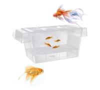 Boîte d'isolation transparente double couche flottante multifonction avec ventouse pour soin des jeunes poissons en aquarium (12,6 x 7 x 7 cm)