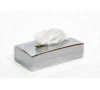 Boîte distributeur porte-mouchoirs, fabriquée en Italie, en ABS recyclable, 246x131x62 mm, hôtel et maison, avec vis et adhésif double face pour fixation murale (rectangulaire chromé).