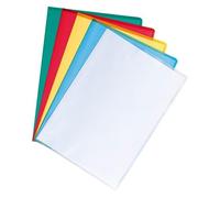 Boîte distributrice de 100 chemises plastiques couleurs polypropylène grainé 13/100e à coin ouvert - Maxiburo