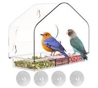 Boîte d'observation des Oiseaux Transparente - Hôtel d'observation en Plastique résistant aux intempéries, Support d'aspiration Robuste, bac à Grains Coulissant | Conception à l'épreuve des écureuils