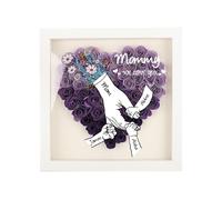 Boîte d'ombre à Fleurs personnalisée pour Maman, We Love You Mommy Hand Holding Cadre d'ombre à Fleurs personnalisé Cadeau de fête des mères pour Maman Grand-mère