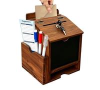 Boîte Donation | Conteneur Bois Verrouillable Portable Support Prières Suggestions Tableau Noir Stylos Cartes Commentaires Organisation Vote Offrande | Église Classe Mariage Événement Caritatif