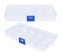 Boîte d'organisateur à transport en plastique réutilisable, 2pcs Boîte à perles Diviseur Réglable Partement de grille amovible, 6,8 x 3,9 x 0,8 pouce