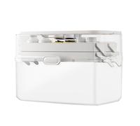 Boîte D'organisation De Médicaments - Conteneur De Stockage En PP Transparent Double Couche De 30 Cm | Armoire Multifonctionnelle Avec Poignée Pliante, Trousse De Papeterie Pour Bijoux De Voyage À Dom