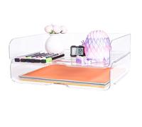 Boîte d'organisation de papier Bac à courrier empilable - Organiseur de bureau pour fichiers, Organiseur de bureau transparent, Organiseur de bureau pour papiers de bureau, iPad, lettre, fichier de