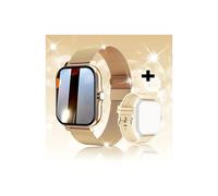(Boîte d'origine GoldSeMilan) Montre connectée adulte dorée, étanche, appels Bluetooth sans fil, écran