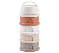 Béaba Boîte doseuse de lait en poudre empilable — 100% hermétique, 4 compartiments — Beige/Terracotta
