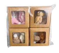 Boîte d'ours en peluche, 4 pièces d'ours de poche, 16 x 16 x 3 cm, grand coffret cadeau en peluche, avec carte inspirante, pour la décoration de la maison, la chambre à coucher, la chambre d'enfant