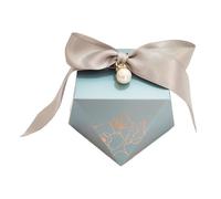 Boite Dragees Bapteme Boîte-cadeau en papier en forme de diamant, boîtes à bonbons, boîte d'emballage de chocolat, cadeaux de mariage for invités, fête d'anniversaire(Silver,20 PCS_5.3X6X6CM)