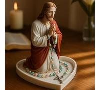 Boîte Du Chapelet De Prière De La Dame | Vierge Marie Jésus Holder Bracelet | Organisateur De Plateau De Bijoux De Sculpture | Souvent Religieux Élégant Pour La Décoration De La Maison | 12x6 Cm