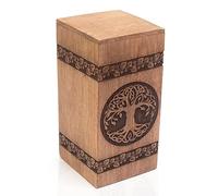 Boîte d'urne en Bois Magnifiquement gravée à la Main pour Cendres humaines Création funéraire Couctrage enterré