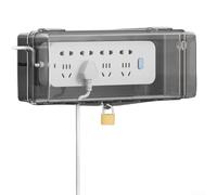 Boîte électrique d'extérieur verrouillable étanche avec 48 trous de sortie, organiseur de cordon d'extension robuste pour des connexions d'alimentation extérieures sécurisées (L transparent)