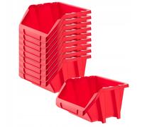 KADAX Boîte à outils empilable pour atelier, petite boîte de rangement en plastique PP, en différentes dimensions et couleurs, boîtes de rangement pour mur à outils (rouge, set de 10 - 214 x 198 mm)