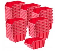 Kadax Boîtes de rangement murales empilables – Bacs à bec pour garage Lot de 50 Rouge 155 x 100 mm
