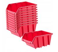 Boîte empilable d'atelier KADAX, en plastique PP, rouge, 10 pièces, 230 x 160 mm
