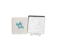 Baby Art Magic Box carrée, Kit empreintes pieds et mains bébé dans boite métal carrée, cadeau de naissance bébé, cadeau nouveau né, cadeau baptème, coloris Essentiel